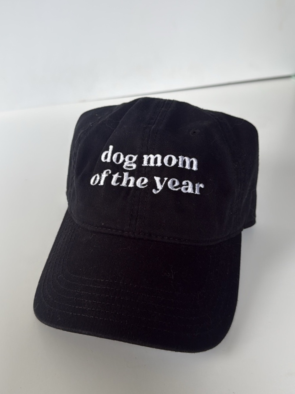 Black "Dog Mom of the Year" Embroidered Baseball Cap